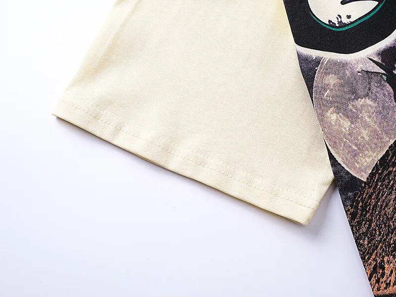 3168# P106 Real shot Godspeed American fashion rock street retro loose printed cotton short sleeves Fabric: 240g 32 count fine cotton double yarn pure cotton Color: apricot Size: S M L XL