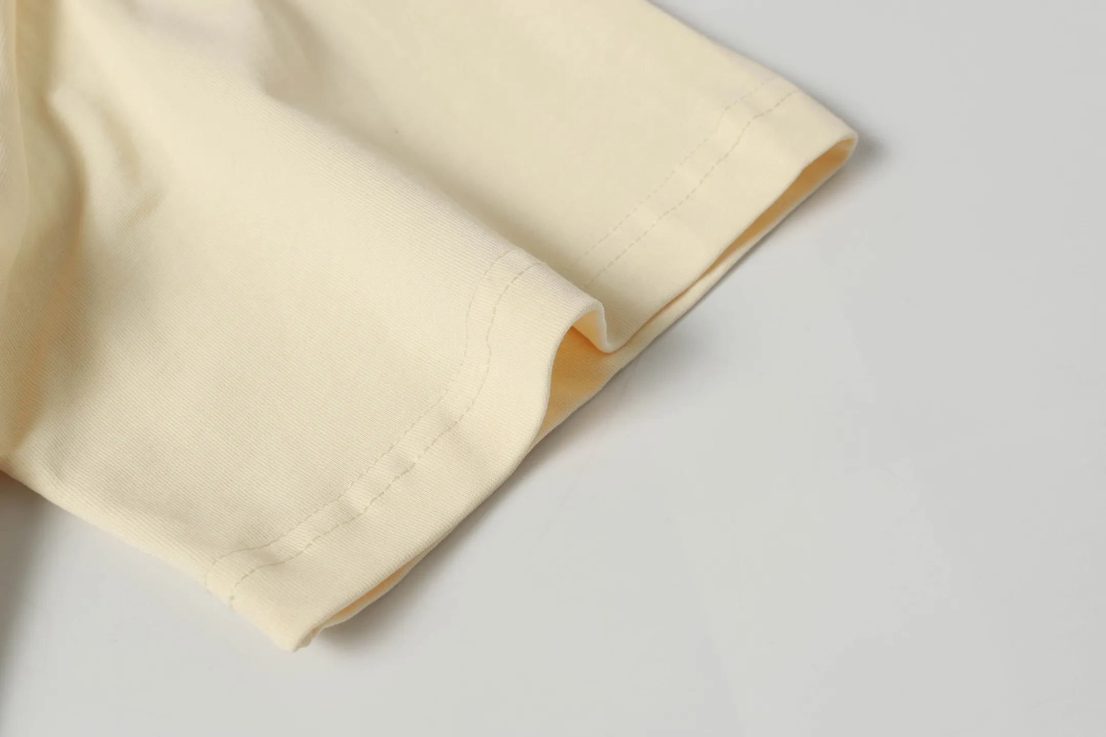 5061#apricot|P104 Godspeed cross-border American rock and roll street washed retro style short-sleeved T (craft printing) fabric (fabric) 32 counts combed double yarn 240 grams weight code number (size): S-M-L-XL color (colour): apricot