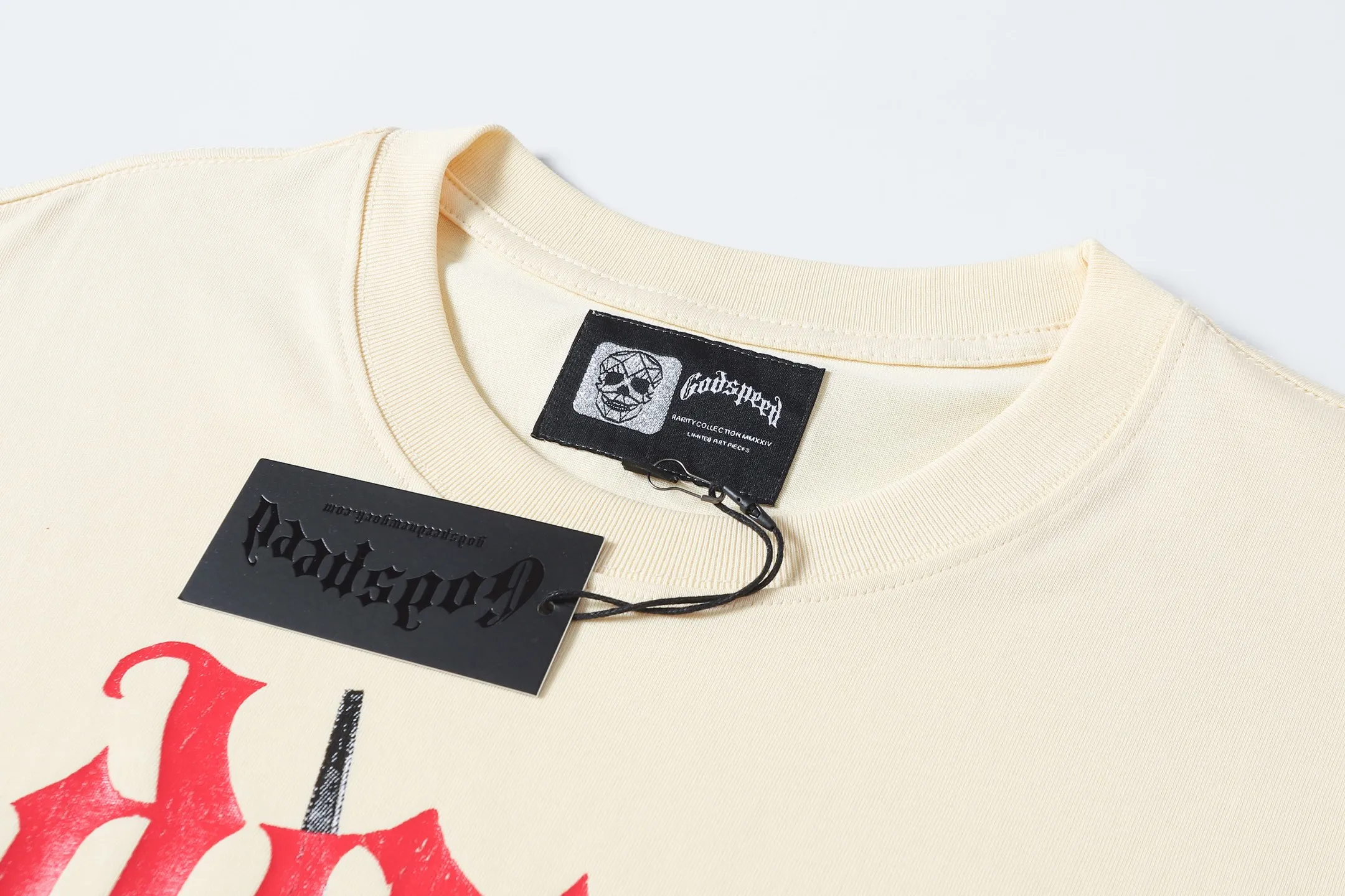 53💰5135#apricot I Real stock Godspeed cross-border American rock and roll street wash retro style short-sleeved T (craft printing) fabric (fabric) 32 counts combed double yarn 240 grams weight code number (size): S-M-L-XL color (colour): apricot