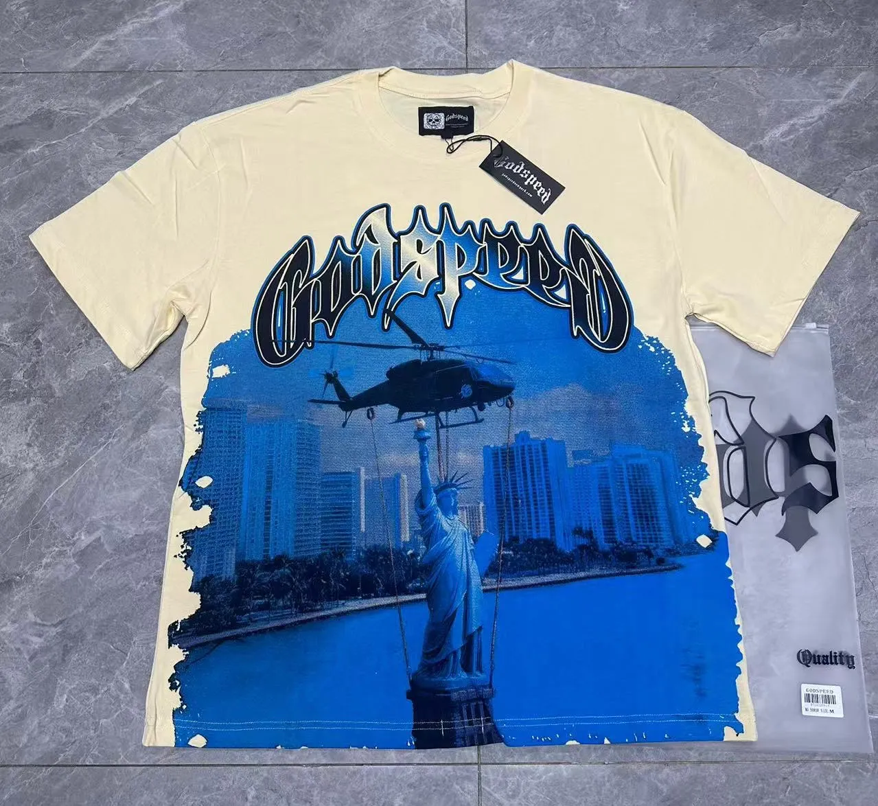 5085#apricot color | P 104 Godspeed cross-border American rock and roll street washed retro style short-sleeved T (craft print) fabric (fabric): 32 count combed double yarn 240 grams weight code number (size): S-M-L-XL color (colour): apricot 👉