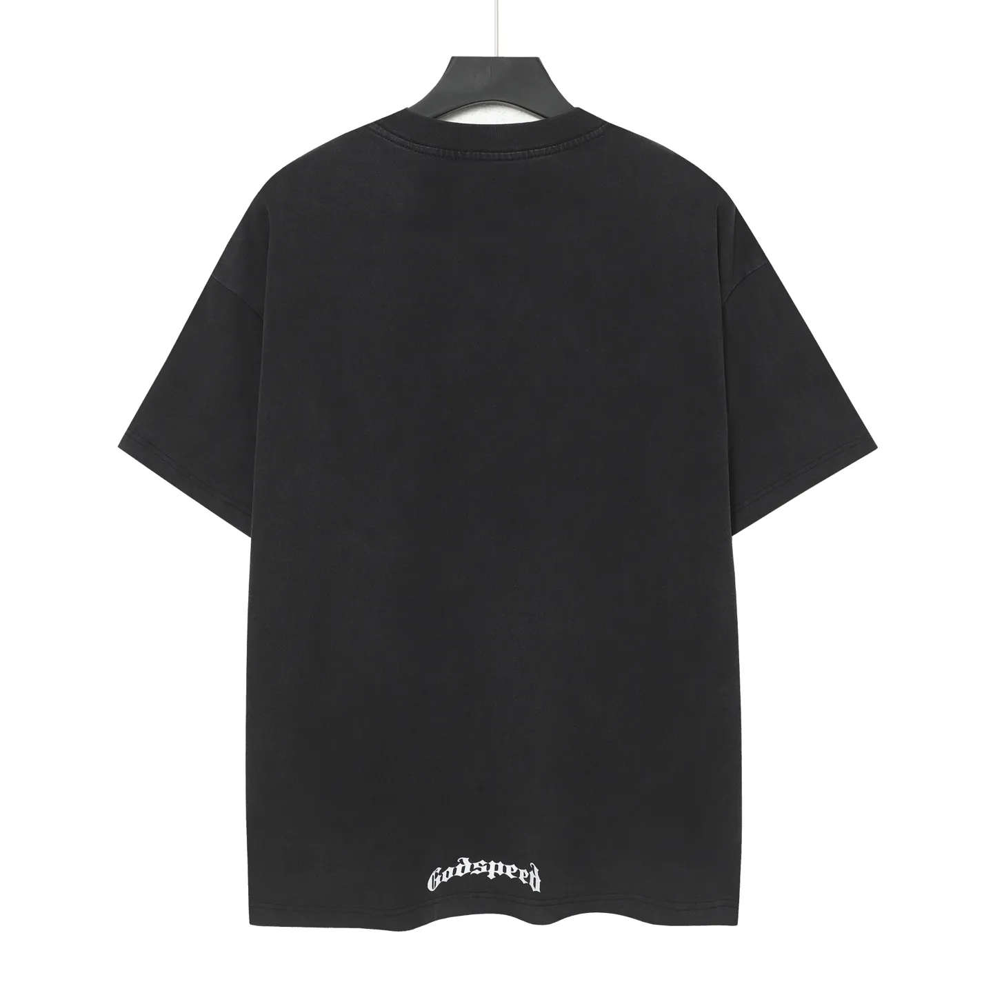 6090#washed black I P116 Godspeed cross-border American rock and roll street washed retro style short-sleeved T (craft printing) fabric (fabric): 32 count combed double yarn 250 grams weight code number (size): S-M-L-XL color (colour): washed black 👉