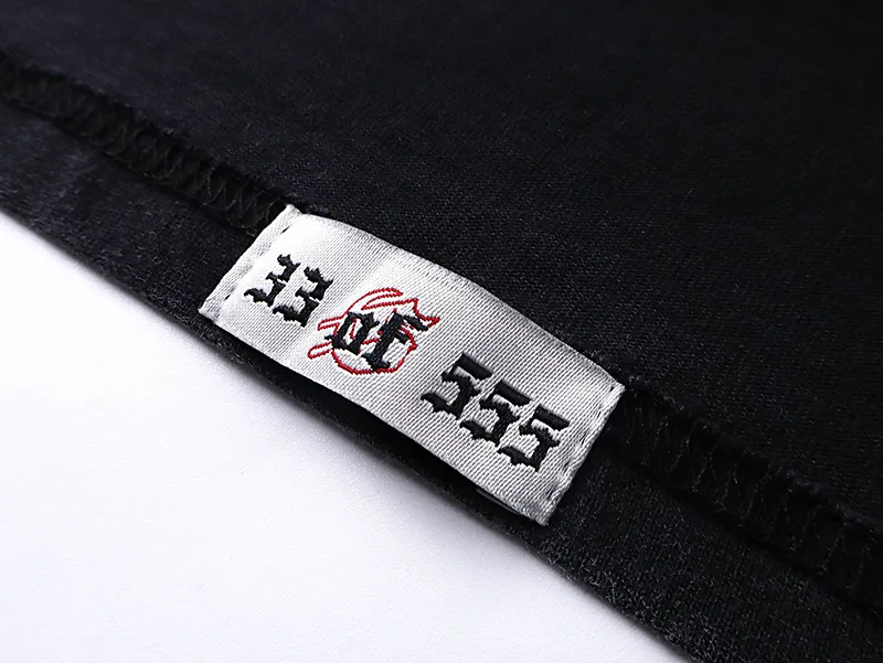 1025# P126 Washed Black Real Shot Godspeed American Fashion Rock Street Retro Washed Distressed Printed Pure Cotton Short Sleeves Fabric: 250g 32 Count Fine Cotton Double Yarn Pure Cotton Color: Washed Black Size: S M L XL