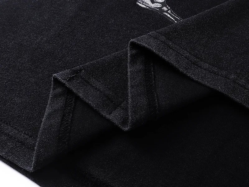 1025# P126 Washed Black Real Shot Godspeed American Fashion Rock Street Retro Washed Distressed Printed Pure Cotton Short Sleeves Fabric: 250g 32 Count Fine Cotton Double Yarn Pure Cotton Color: Washed Black Size: S M L XL