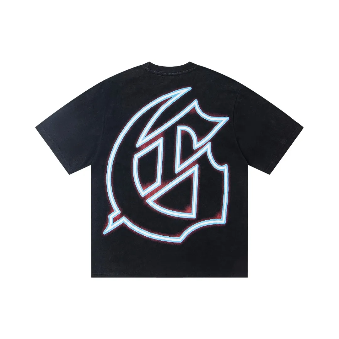G31# GodSpeed ​​white ink direct spray washed short-sleeved S-XL size black (washed) P126 gray (washed) P126