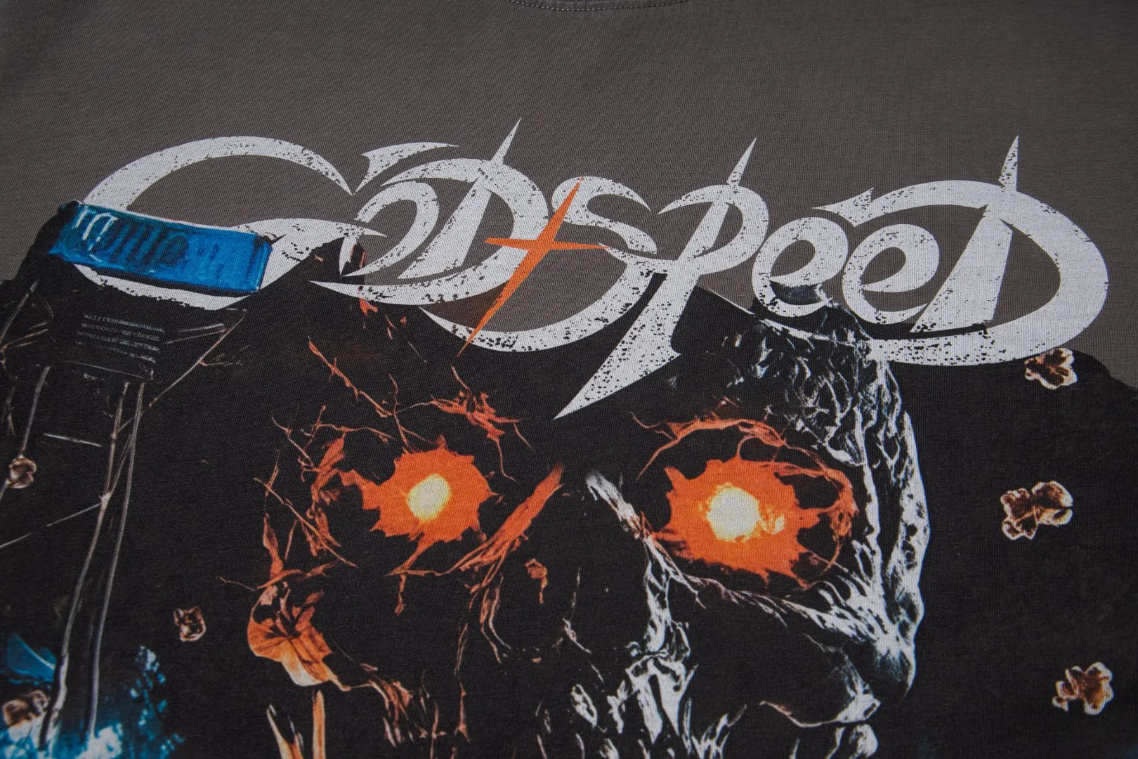 G31# GodSpeed ​​white ink direct spray washed short-sleeved S-XL size black (washed) P126 gray (washed) P126