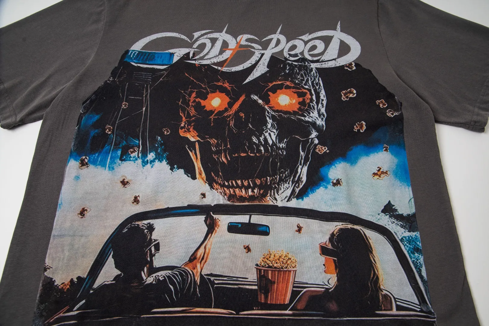 G31# GodSpeed ​​white ink direct spray washed short-sleeved S-XL size black (washed) P126 gray (washed) P126