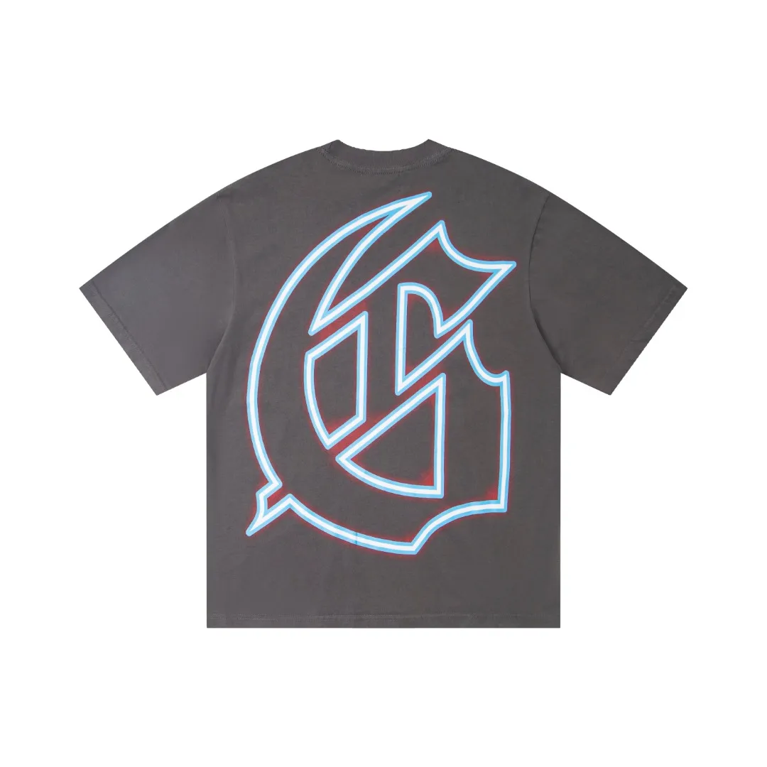 G31# GodSpeed ​​white ink direct spray washed short-sleeved S-XL size black (washed) P126 gray (washed) P126