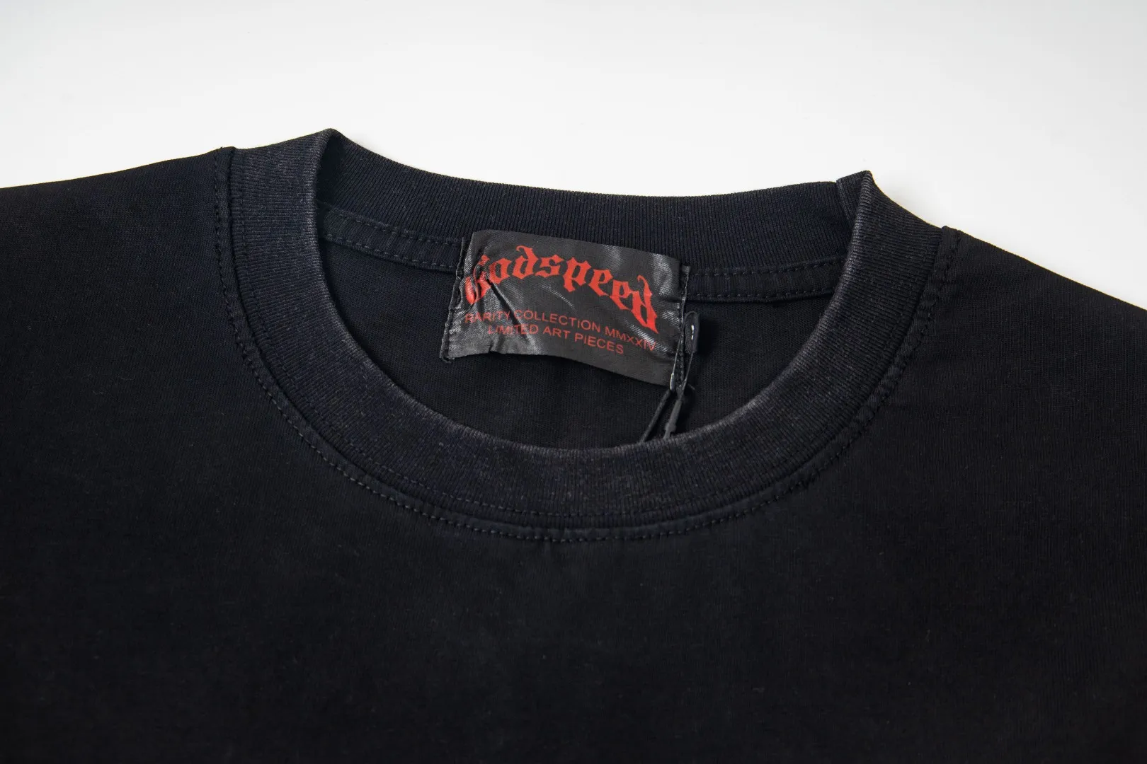 G31# GodSpeed ​​white ink direct spray washed short-sleeved S-XL size black (washed) P126 gray (washed) P126