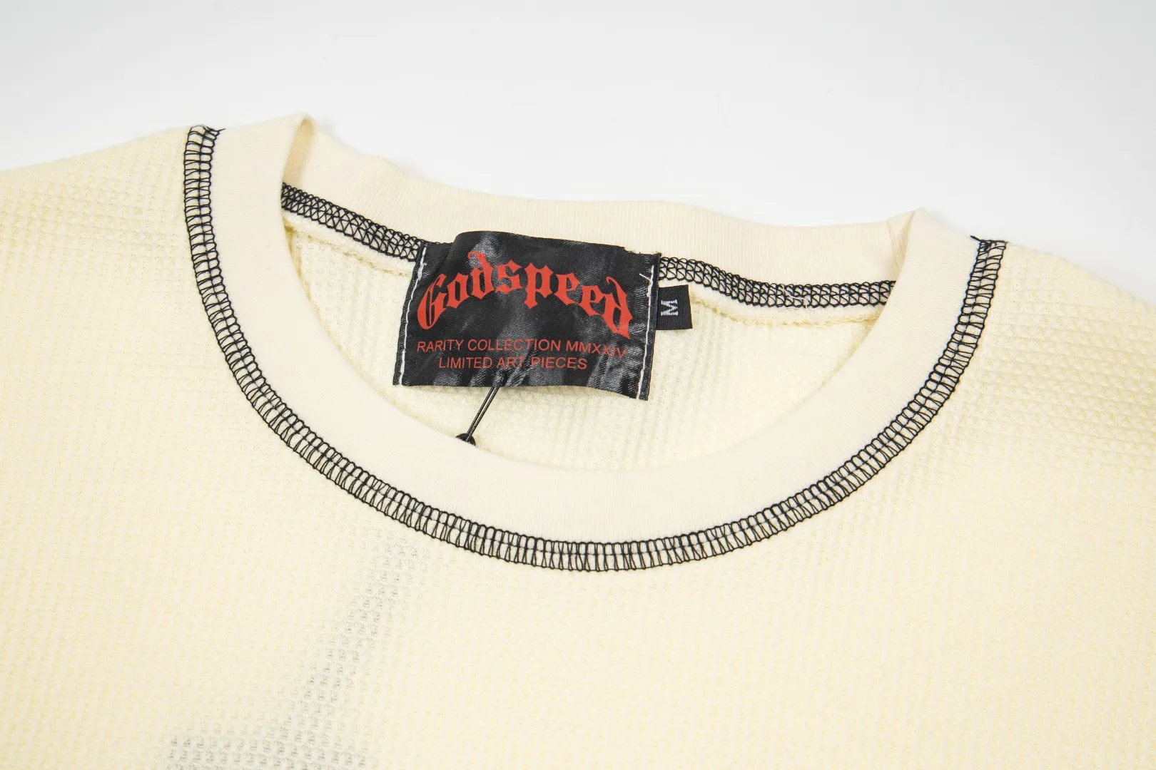 G61# GodSpeed ​​printed waffle long sleeve S-XL size black, apricot, white P130