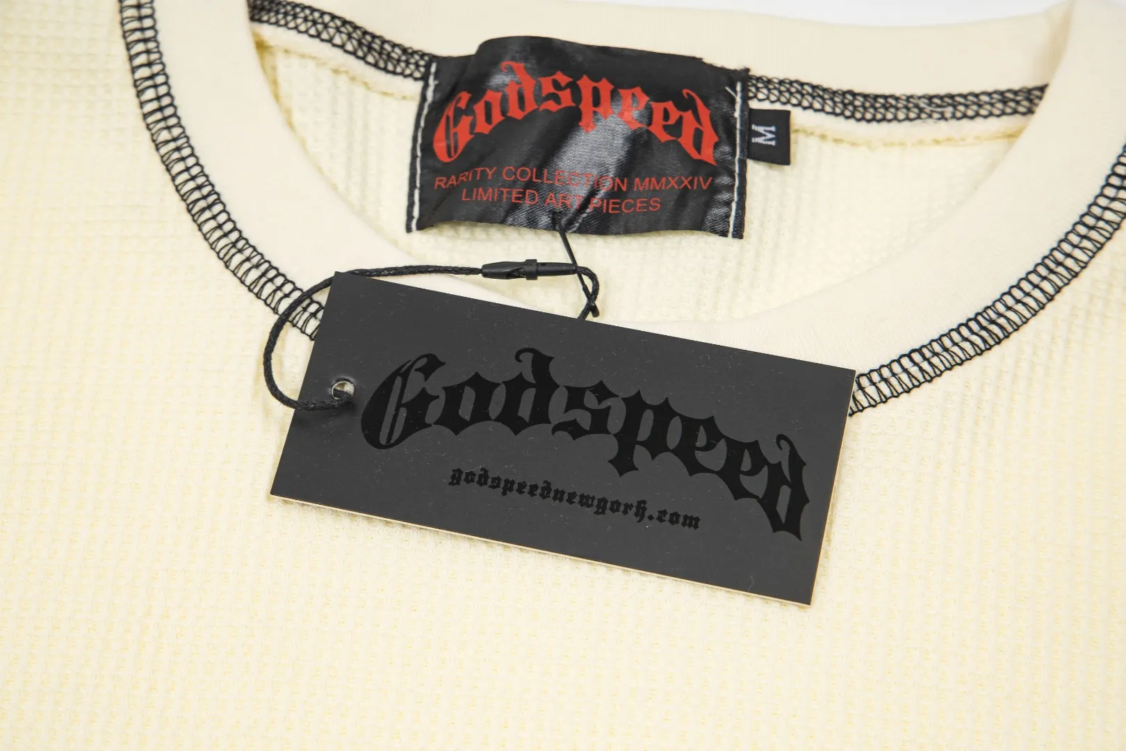 G61# GodSpeed ​​printed waffle long sleeve S-XL size black, apricot, white P130