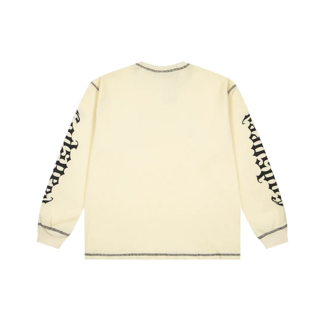 G61# GodSpeed ​​printed waffle long sleeve S-XL size black, apricot, white P130