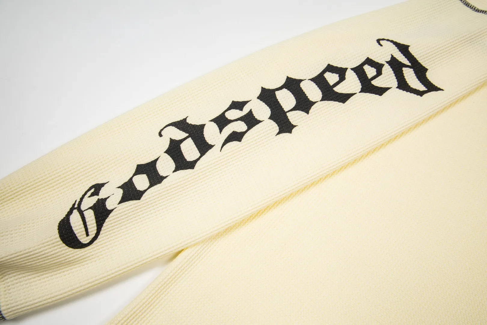 G61# GodSpeed ​​printed waffle long sleeve S-XL size black, apricot, white P130