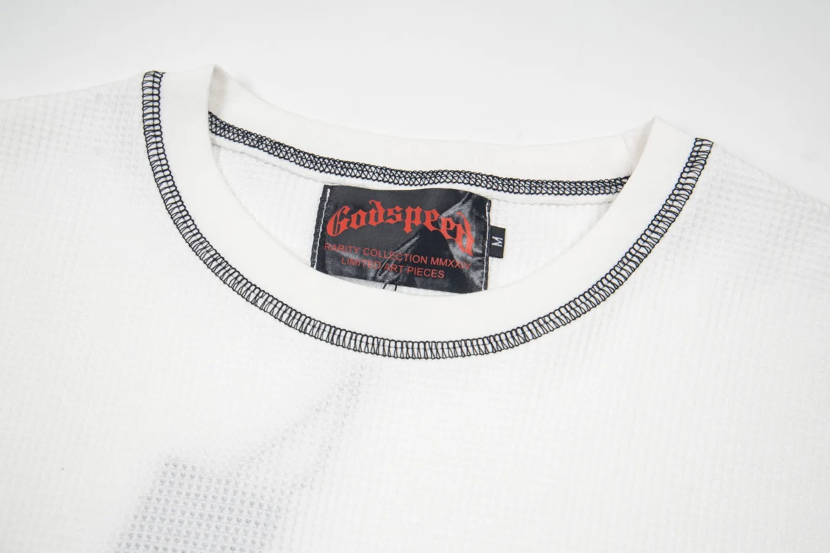 G61# GodSpeed ​​printed waffle long sleeve S-XL size black, apricot, white P130