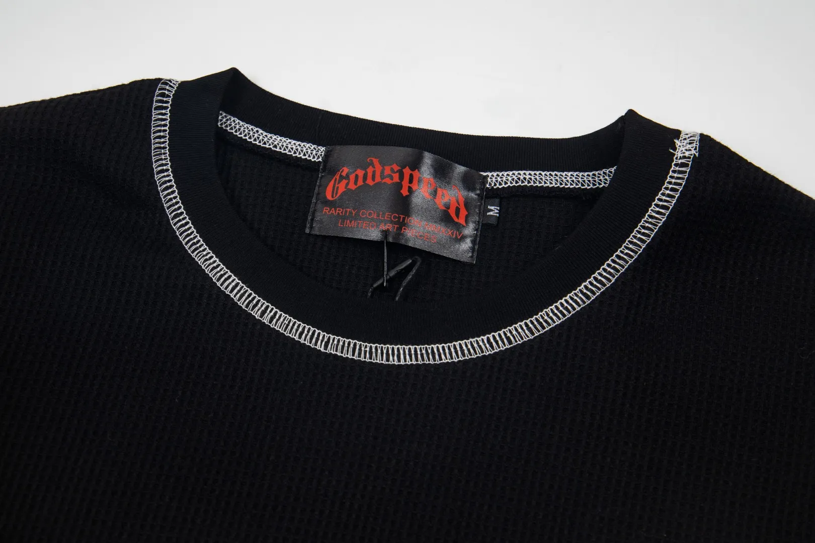 G61# GodSpeed ​​printed waffle long sleeve S-XL size black, apricot, white P130