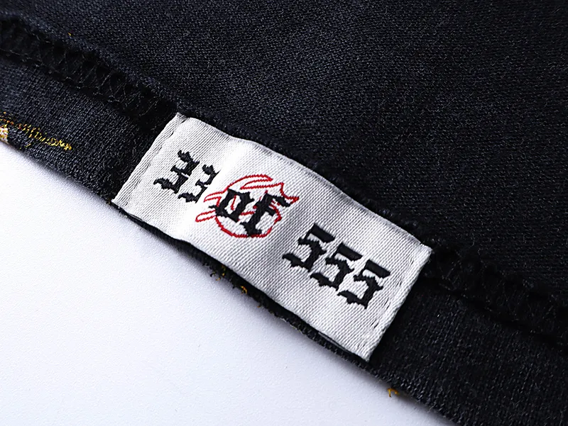 1023# P126 Washed Black Real Shot Godspeed American Fashion Rock Street Retro Washed Distressed Printed Pure Cotton Short Sleeves Fabric: 250g 32 Count Fine Cotton Double Yarn Pure Cotton Color: Washed Black Size: S M L XL