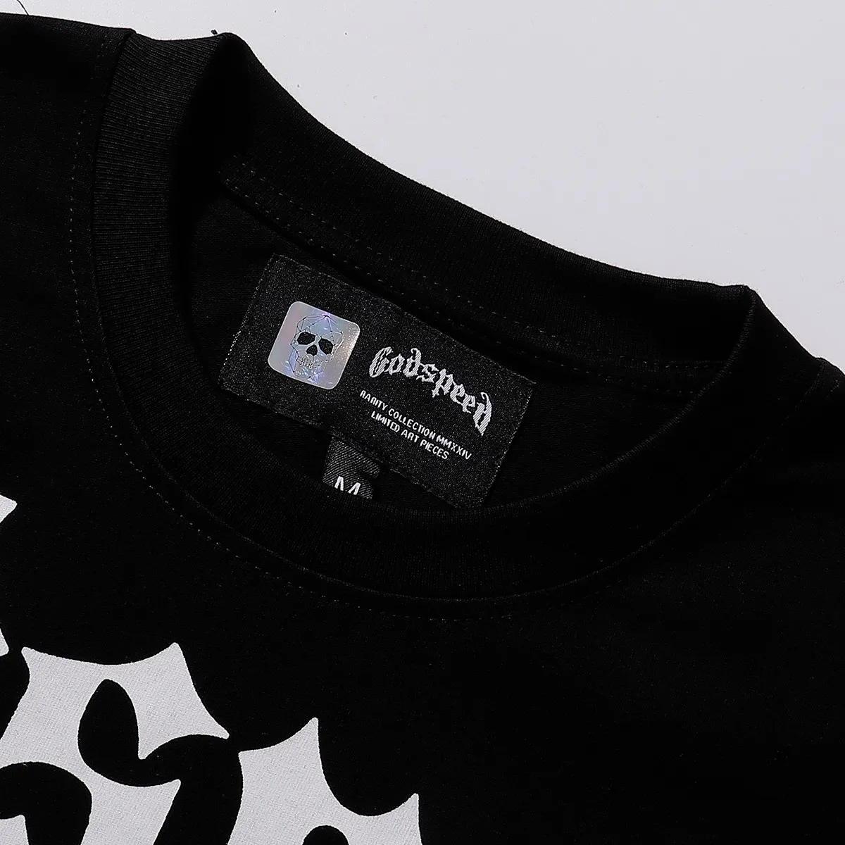 No. 7066, Mechao Godspeed American flag skull print high weight double yarn pure cotton casual short-sleeved T-shirt batch 110 Color: black; Size: S M L XL