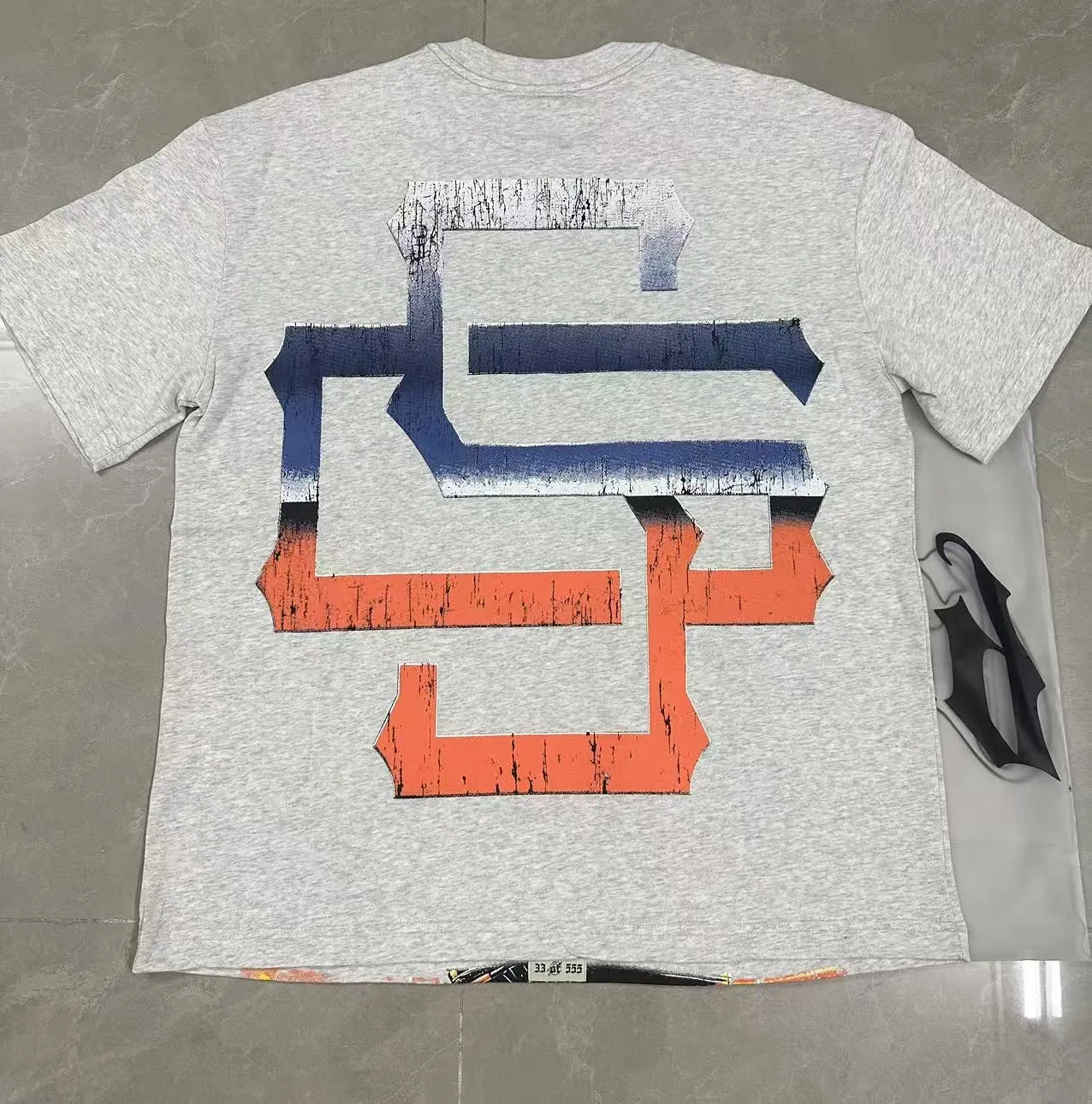 5106# light gray | P106 Godspeed cross-border American rock and roll street washed retro style short-sleeved T (craft printing) fabric (fabric) 32 counts combed double yarn 240 grams weight code number (size): S-M-L-XL color (colour): light gray