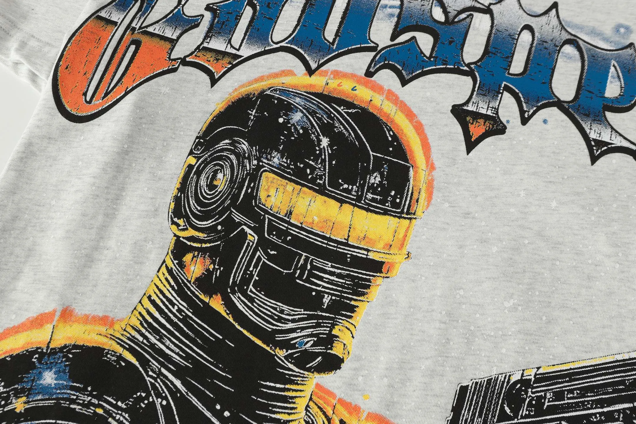 5106# light gray | P106 Godspeed cross-border American rock and roll street washed retro style short-sleeved T (craft printing) fabric (fabric) 32 counts combed double yarn 240 grams weight code number (size): S-M-L-XL color (colour): light gray