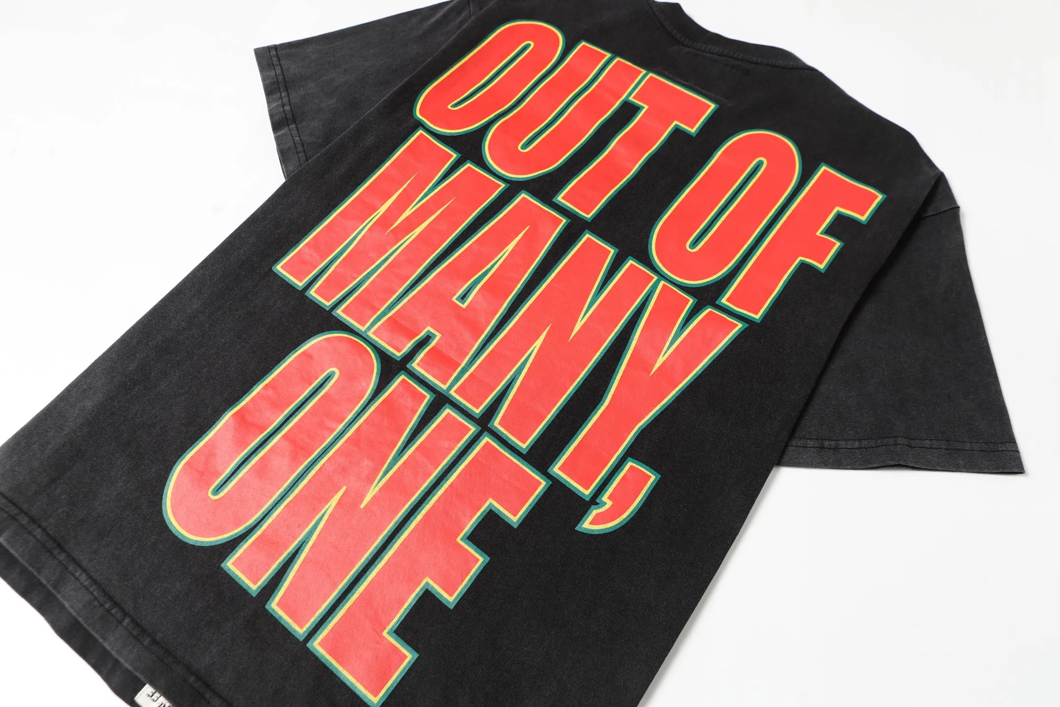 6045# washed black｜P116 Godspeed cross-border American rock and roll street washed retro style short-sleeved T (craft printing) fabric (fabric): 32 count combed double yarn 250 grams weight code (size): S-M-L-XL color (colour): washed black 👉