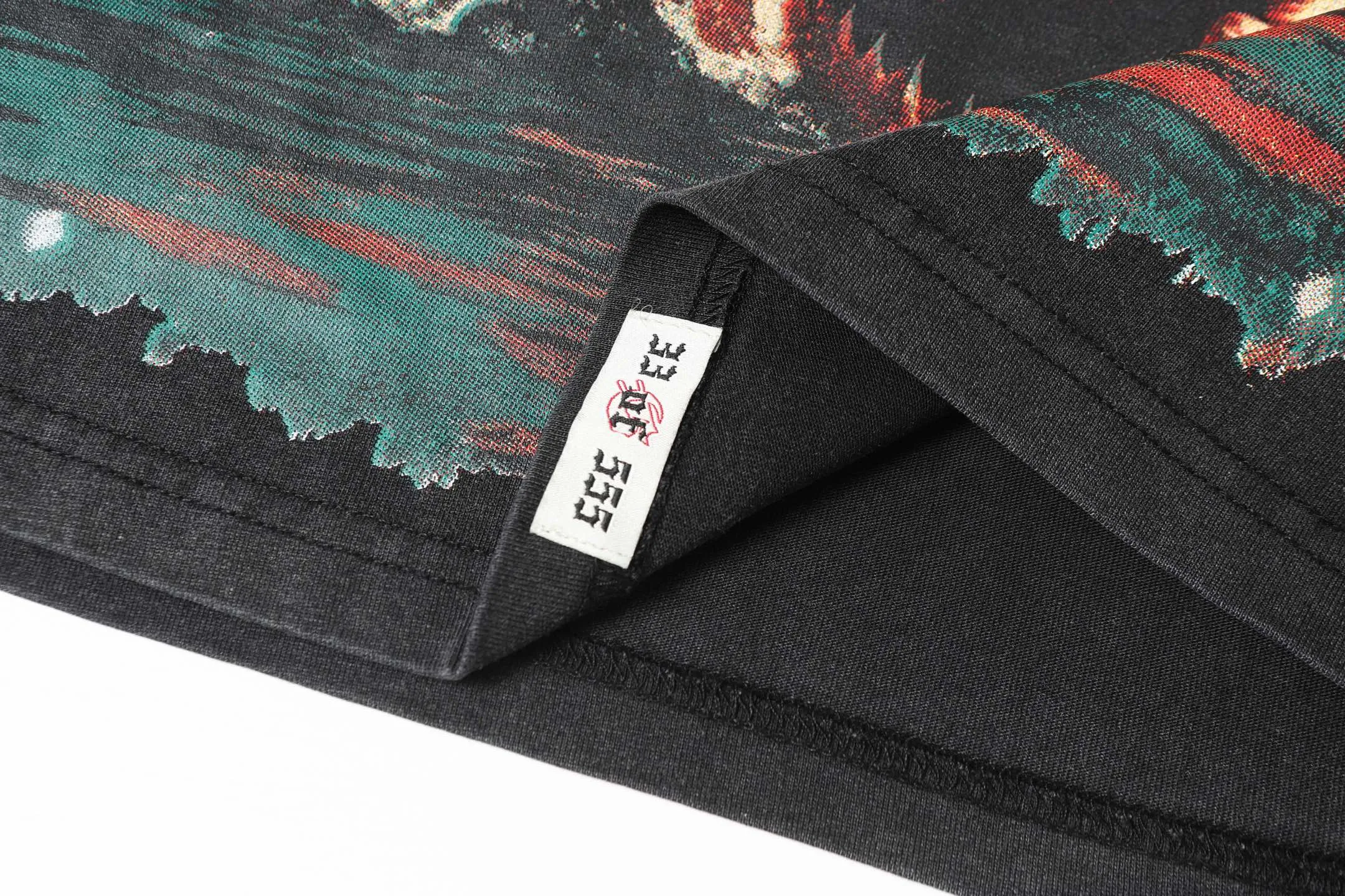 6045# washed black｜P116 Godspeed cross-border American rock and roll street washed retro style short-sleeved T (craft printing) fabric (fabric): 32 count combed double yarn 250 grams weight code (size): S-M-L-XL color (colour): washed black 👉