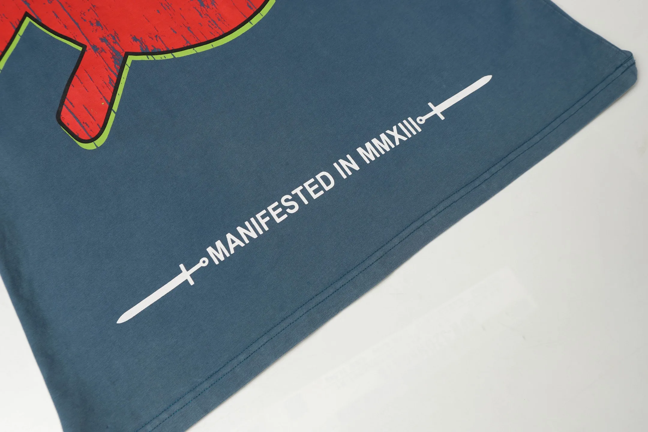 6001# washed denim blue (increased color) P116 godspeed cross-border European and American style street brand pure cotton T-shirt Fabric (fabric): 32 counts 250g washed combed double yarn pure cotton Size (size): S-M- L- X L Color (colour): washed denim blue/washed black