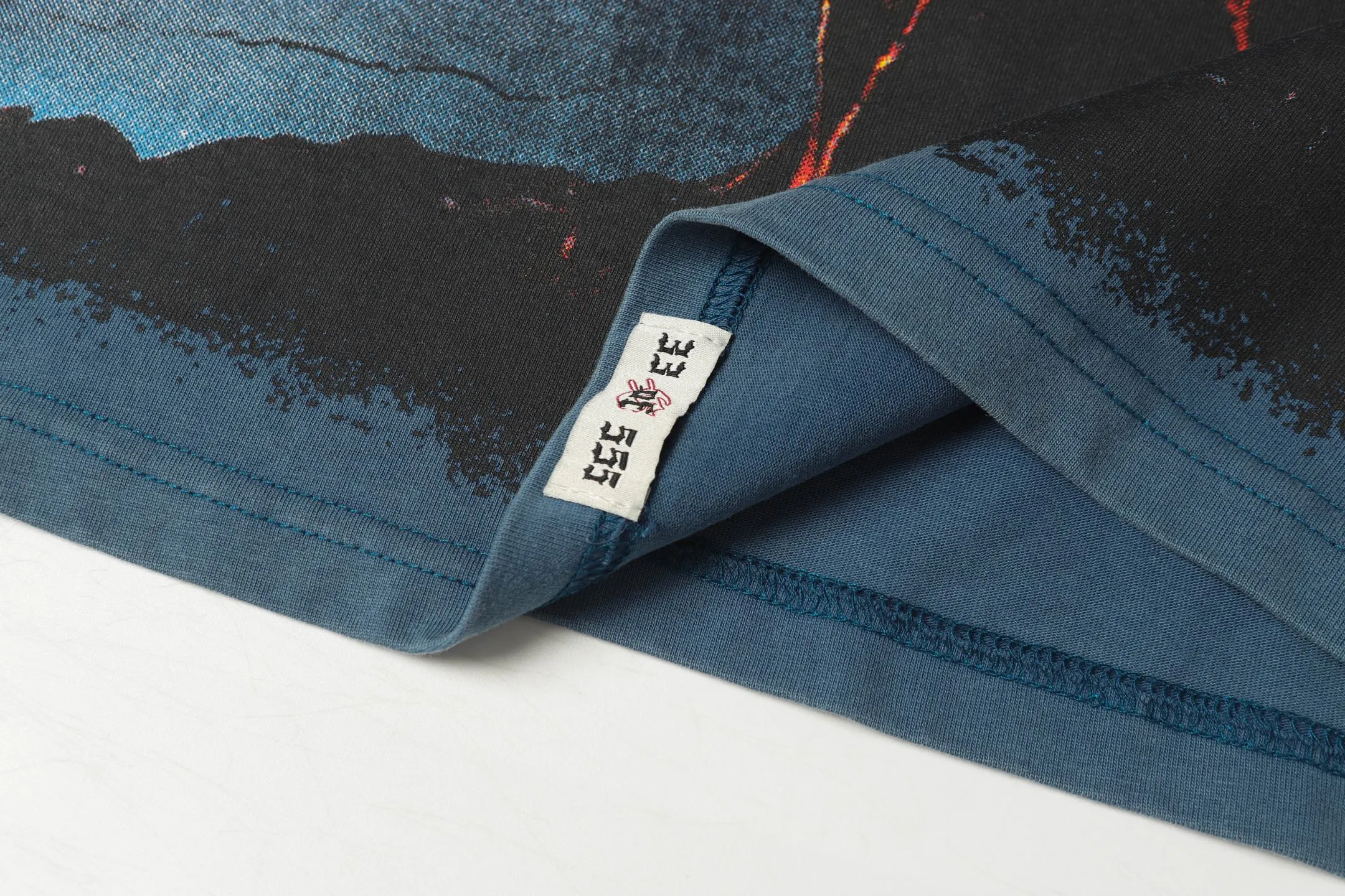 6001# washed denim blue (increased color) P116 godspeed cross-border European and American style street brand pure cotton T-shirt Fabric (fabric): 32 counts 250g washed combed double yarn pure cotton Size (size): S-M- L- X L Color (colour): washed denim blue/washed black