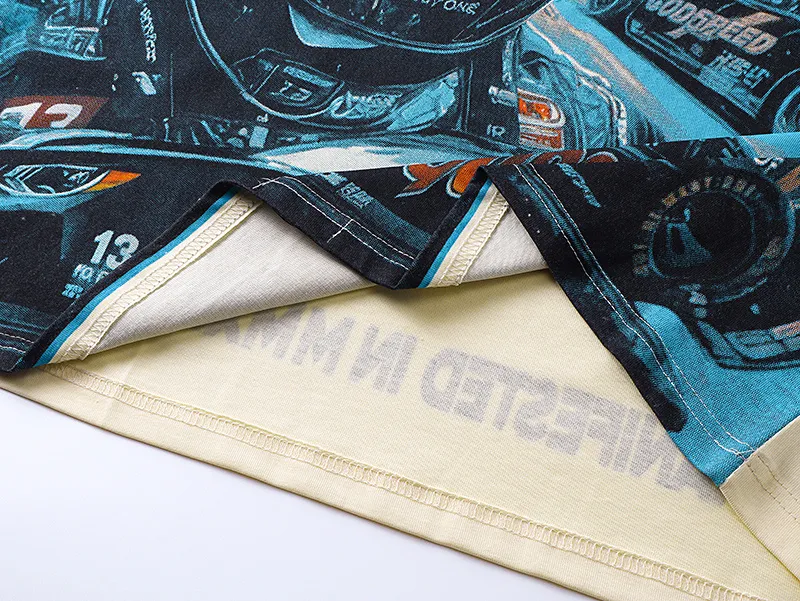 3165# P106 Real shot Godspeed American fashion rock street retro loose printed cotton short sleeves Fabric: 240g 32 count fine cotton double yarn pure cotton Color: apricot Size: S M L XL