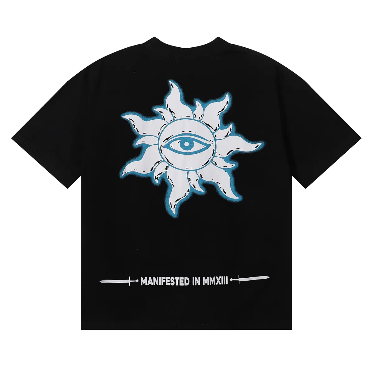 No. 7052, Mechao Godspeed Skeleton Marines printed high weight double yarn pure cotton casual short-sleeved T-shirt batch 110 Color: black, white; Size: S M L XL