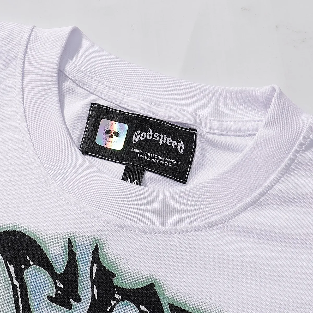 No. 7052, Mechao Godspeed Skeleton Marines printed high weight double yarn pure cotton casual short-sleeved T-shirt batch 110 Color: black, white; Size: S M L XL