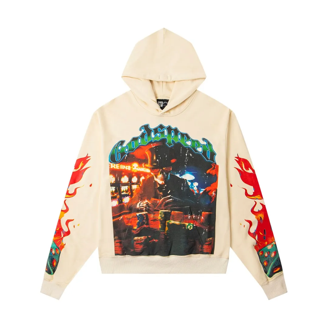 G01# GodSpeed ​​white ink direct spray sweatshirt S-XL washed black P236 apricot P226