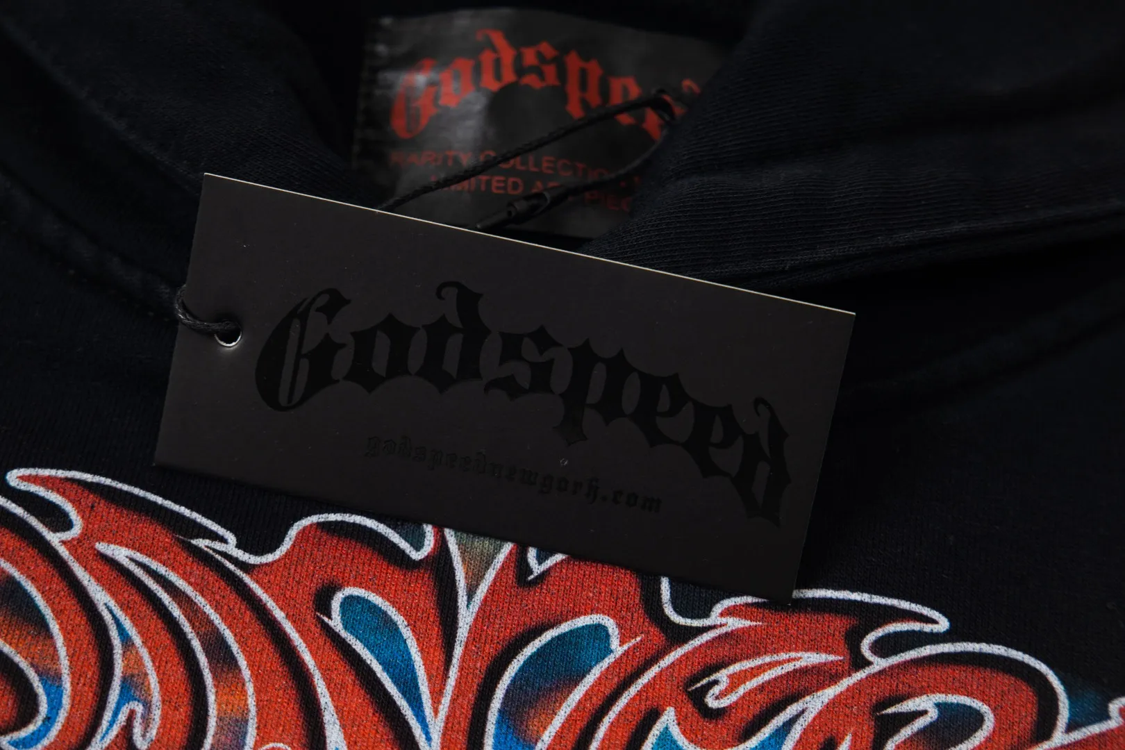 G40# GodSpeed ​​white ink direct spray sweatshirt S-XL washed black P236
