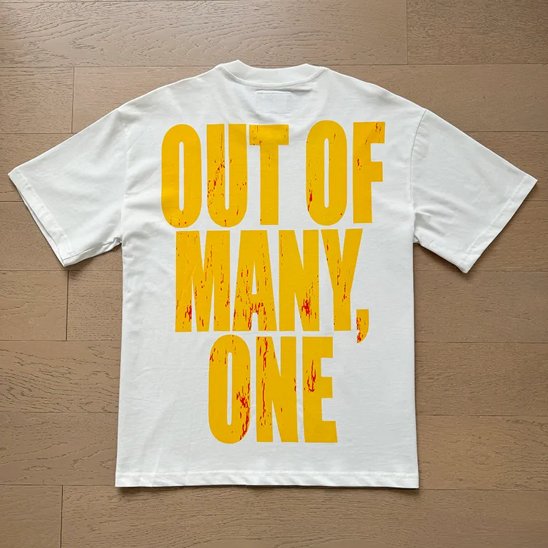 3011# P110 Real shot Godspeed American fashion rock street retro loose printed cotton short sleeves Fabric: 240g 32 count fine cotton double yarn pure cotton Color: off-white Size: S M L XL