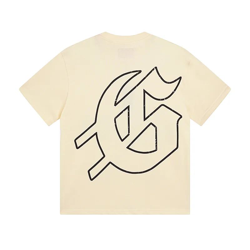 3025# P110 Real shot Godspeed American fashion rock street retro loose printed cotton short sleeves Fabric: 240g 32 count fine cotton double yarn pure cotton Color: off-white apricot Size: S M L XL