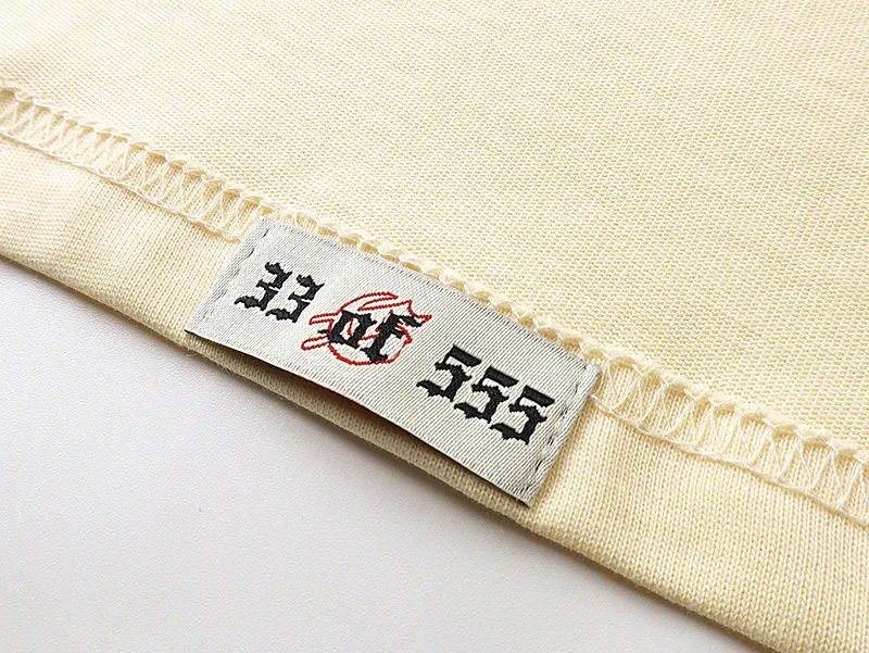 3025# P110 Real shot Godspeed American fashion rock street retro loose printed cotton short sleeves Fabric: 240g 32 count fine cotton double yarn pure cotton Color: off-white apricot Size: S M L XL
