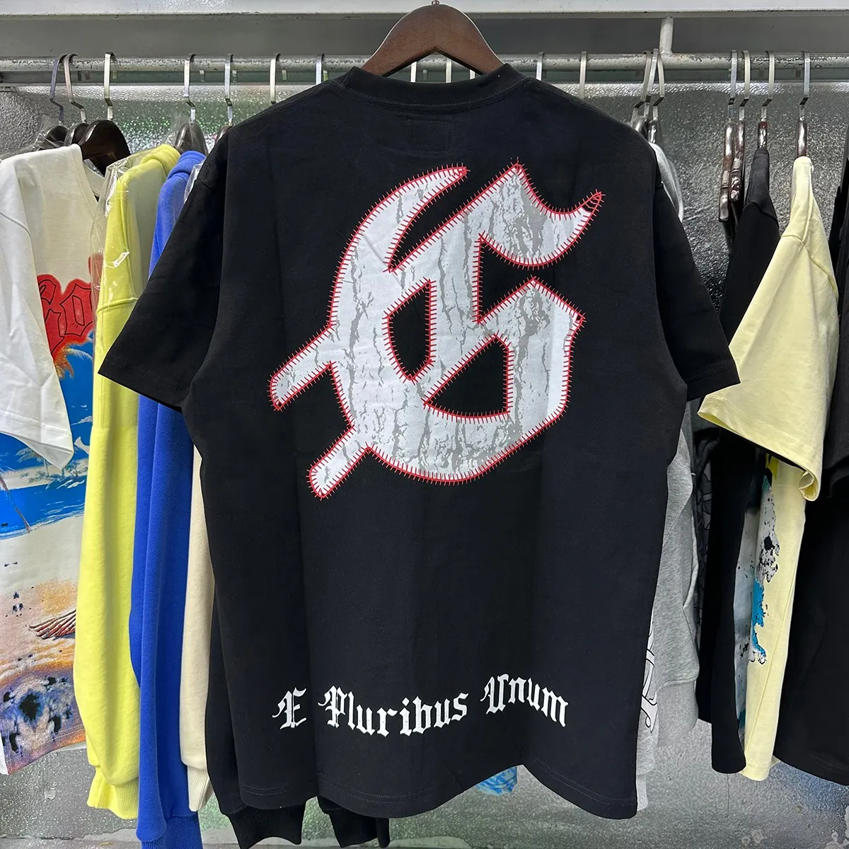 No. 7025, real shot, beautiful Godspeed skull baseball player print high quality double yarn pure cotton casual short-sleeved T-shirt batch 110 Color: black, apricot, blue; Size: S M L XL