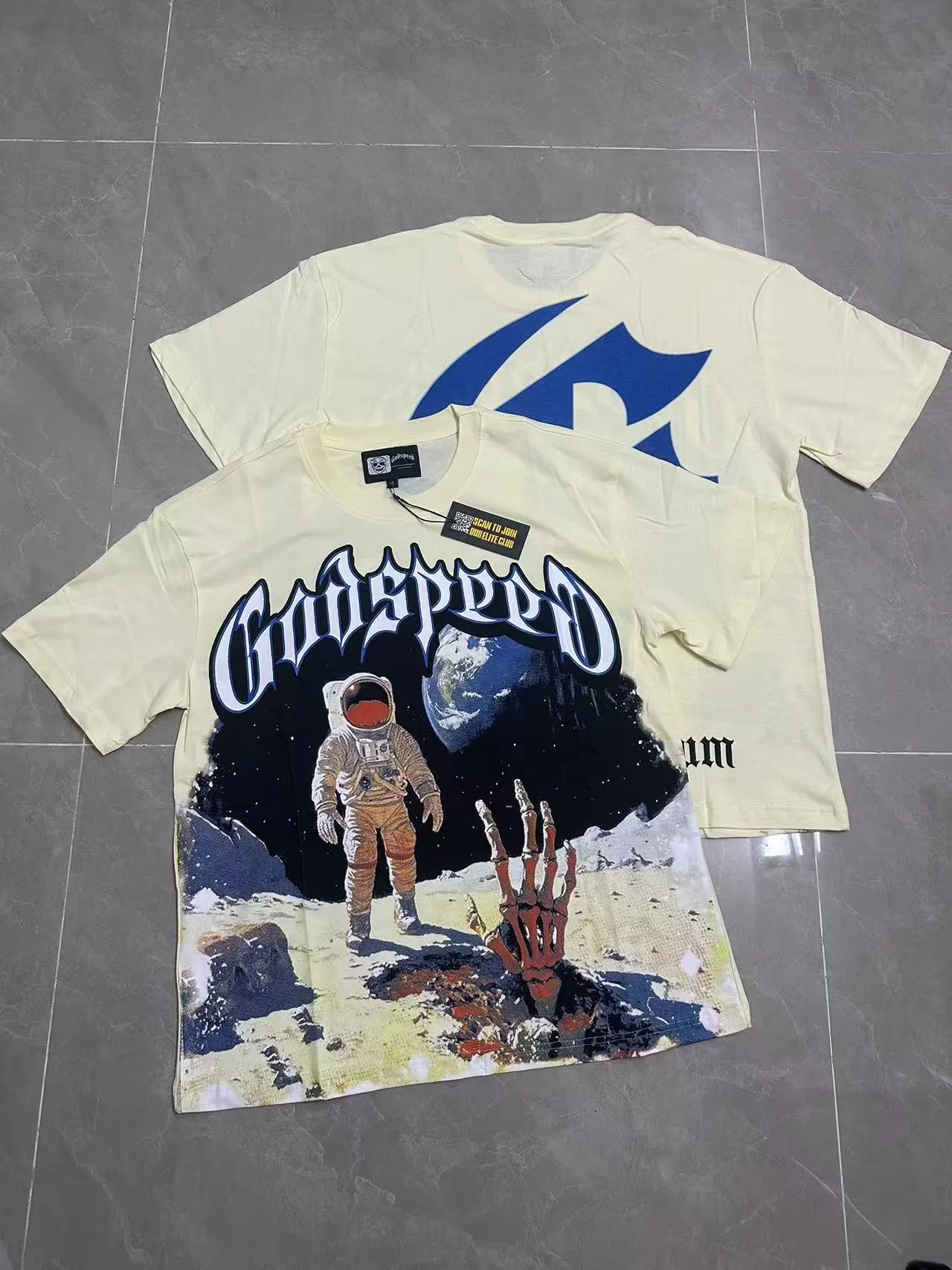 5109#apricot color | P106 Godspeed cross-border American rock and roll street washed retro style short-sleeved T (craft printing) fabric (fabric) 32 counts combed double yarn 240 grams weight code number (size): S-M-L-XL color (colour): apricot