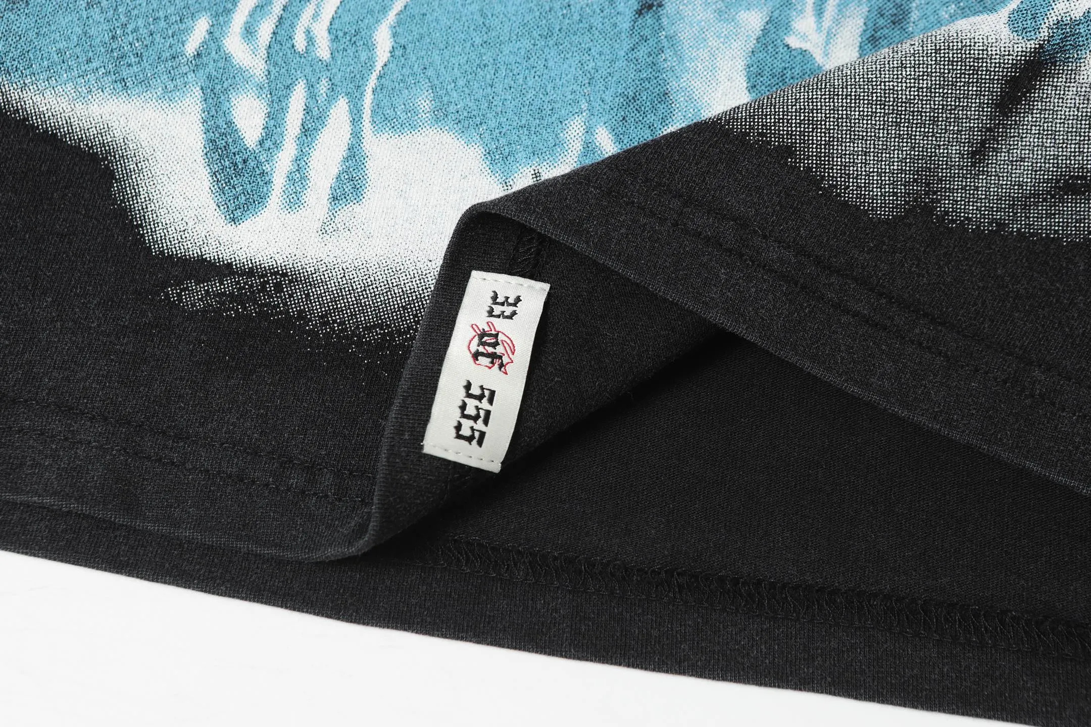 6038#washed black｜P116 Godspeed cross-border American rock and roll street washed retro style short-sleeved T (craft printing) fabric (fabric): 32 count combed double yarn 250g weight size (size): S-M-L-XL color (colour): washed black 👉