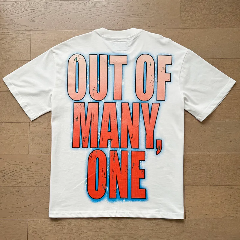 3009# P110 Real shot Godspeed American fashion rock street retro loose printed cotton short sleeves Fabric: 240g 32 count fine cotton double yarn pure cotton Color: off-white Size: S M L XL