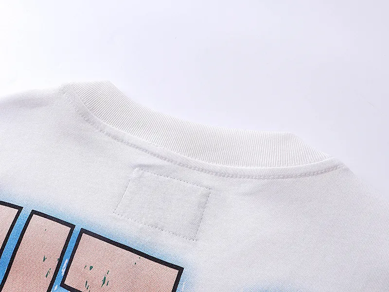 3009# P110 Real shot Godspeed American fashion rock street retro loose printed cotton short sleeves Fabric: 240g 32 count fine cotton double yarn pure cotton Color: off-white Size: S M L XL