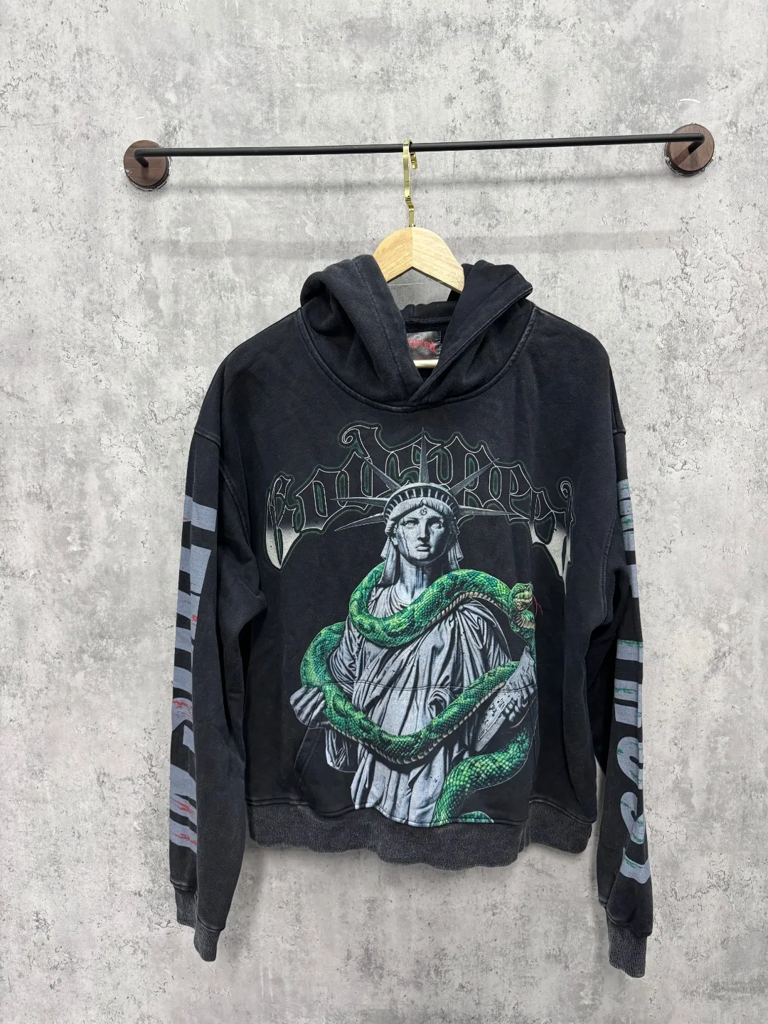 G36# GodSpeed ​​white ink direct spray sweatshirt S-XL washed black P236