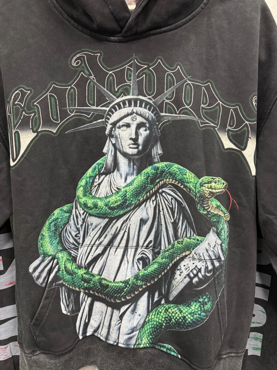 G36# GodSpeed ​​white ink direct spray sweatshirt S-XL washed black P236