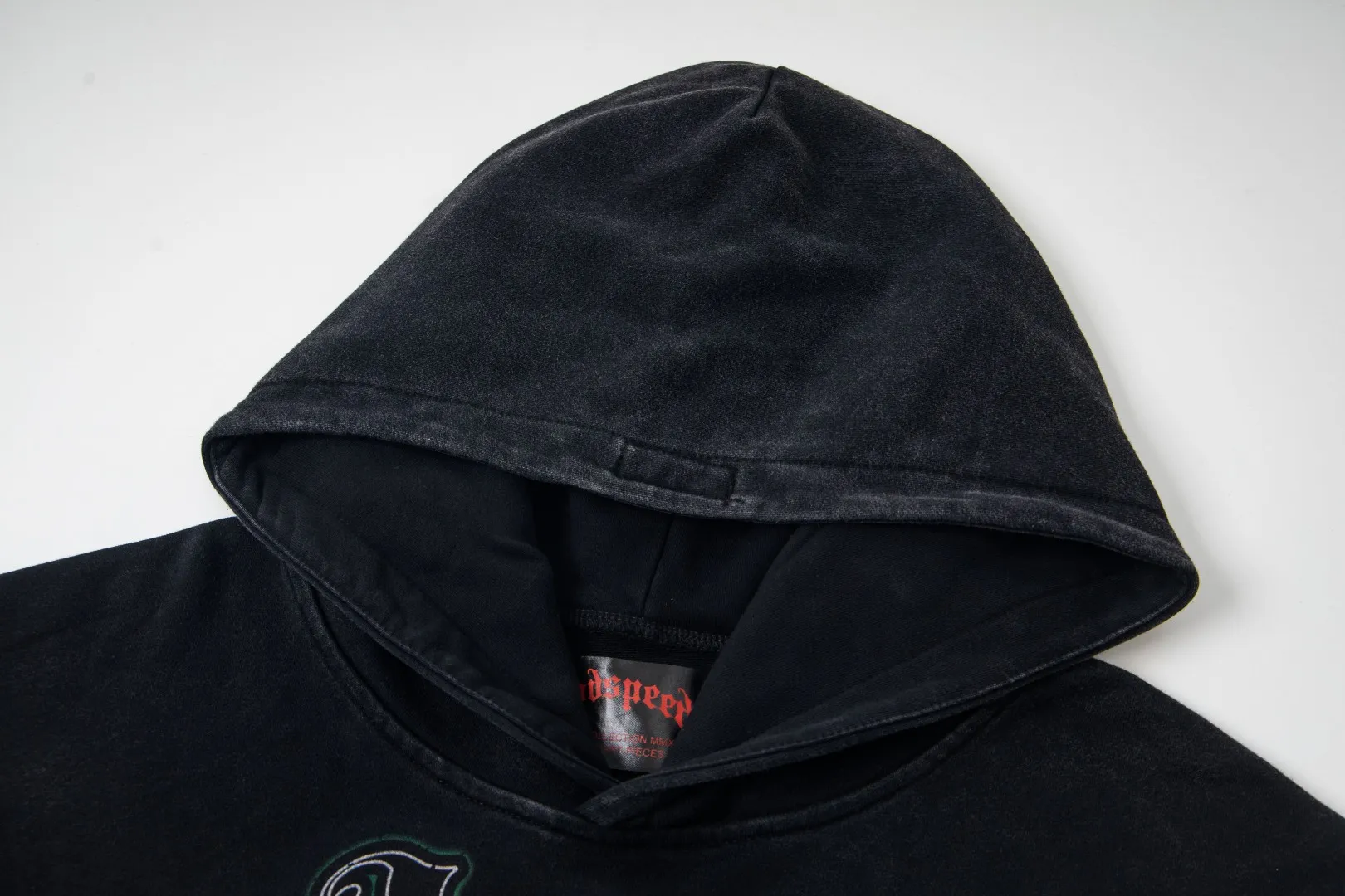 G36# GodSpeed ​​white ink direct spray sweatshirt S-XL washed black P236