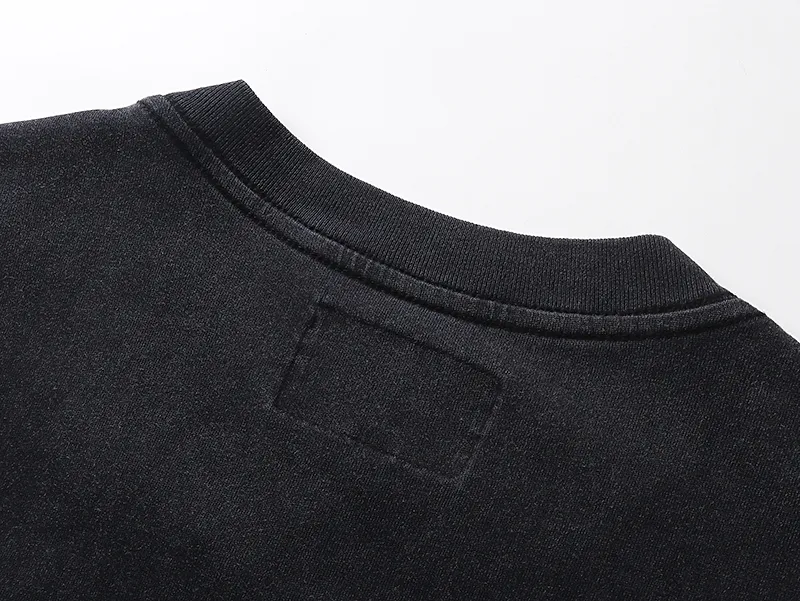 1027# P126 Washed Black Real Shot Godspeed American Fashion Rock Street Retro Washed Distressed Printed Cotton Short Sleeves Fabric: 250g 32 Count Fine Cotton Double Yarn Pure Cotton Color: Washed Black Size: S M L XL