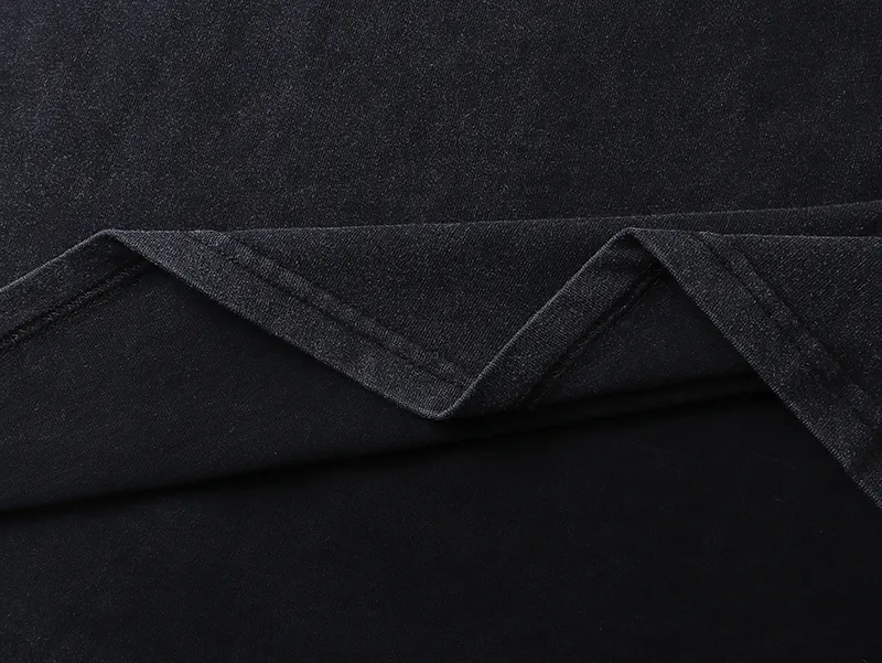 1027# P126 Washed Black Real Shot Godspeed American Fashion Rock Street Retro Washed Distressed Printed Cotton Short Sleeves Fabric: 250g 32 Count Fine Cotton Double Yarn Pure Cotton Color: Washed Black Size: S M L XL