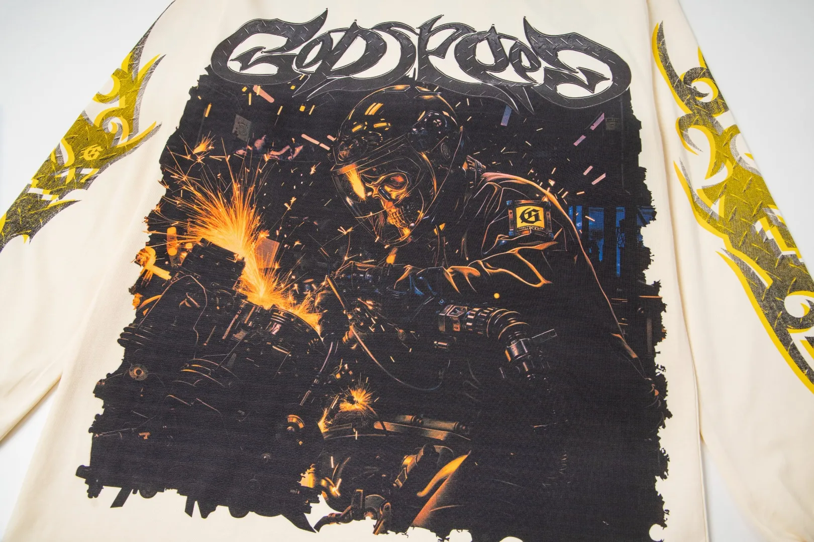 G42# GodSpeed ​​white ink direct spray wash long sleeve S-XL size wash black P156 apricot P146