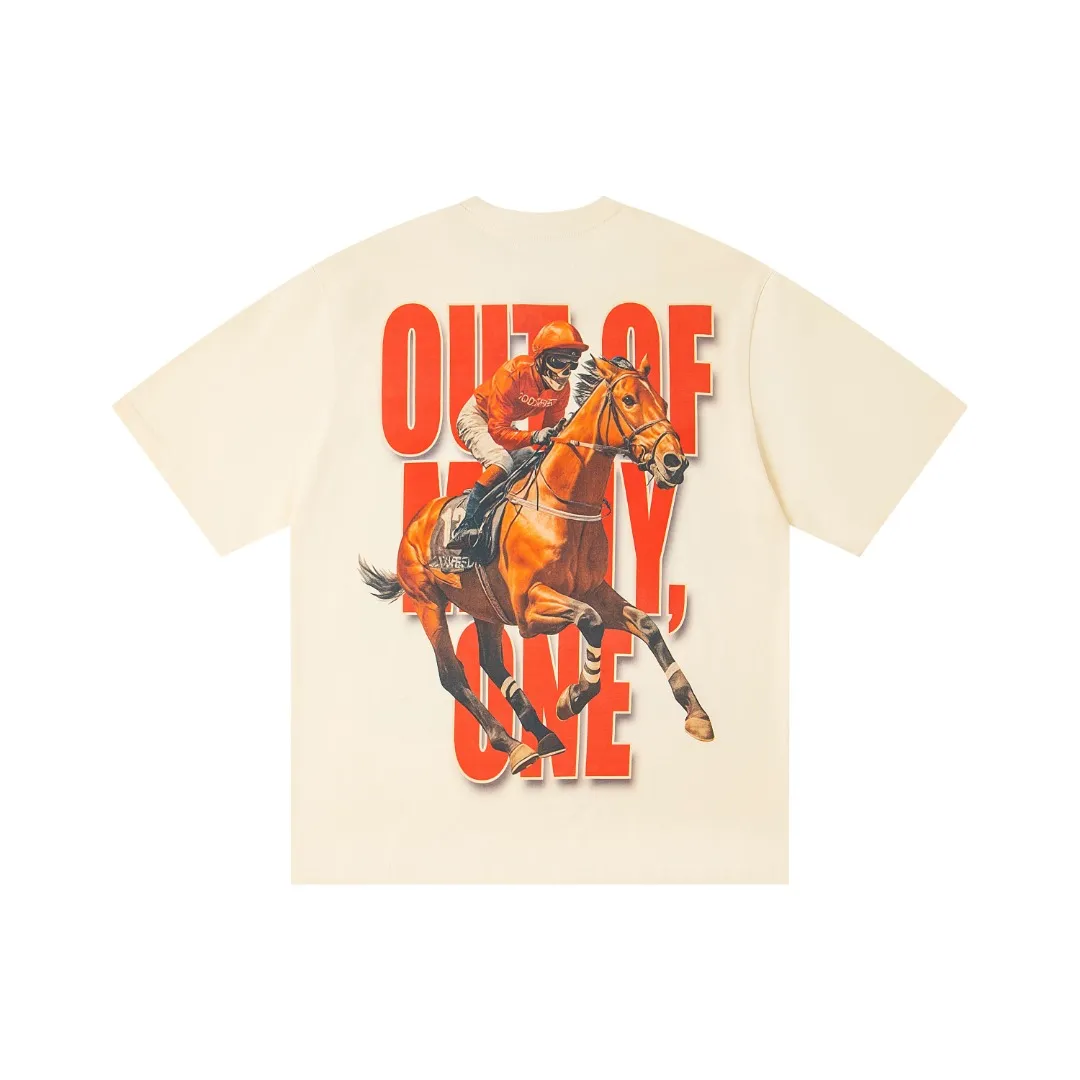 G26# GodSpeed ​​white ink direct spray short sleeve S-XL size apricot P106