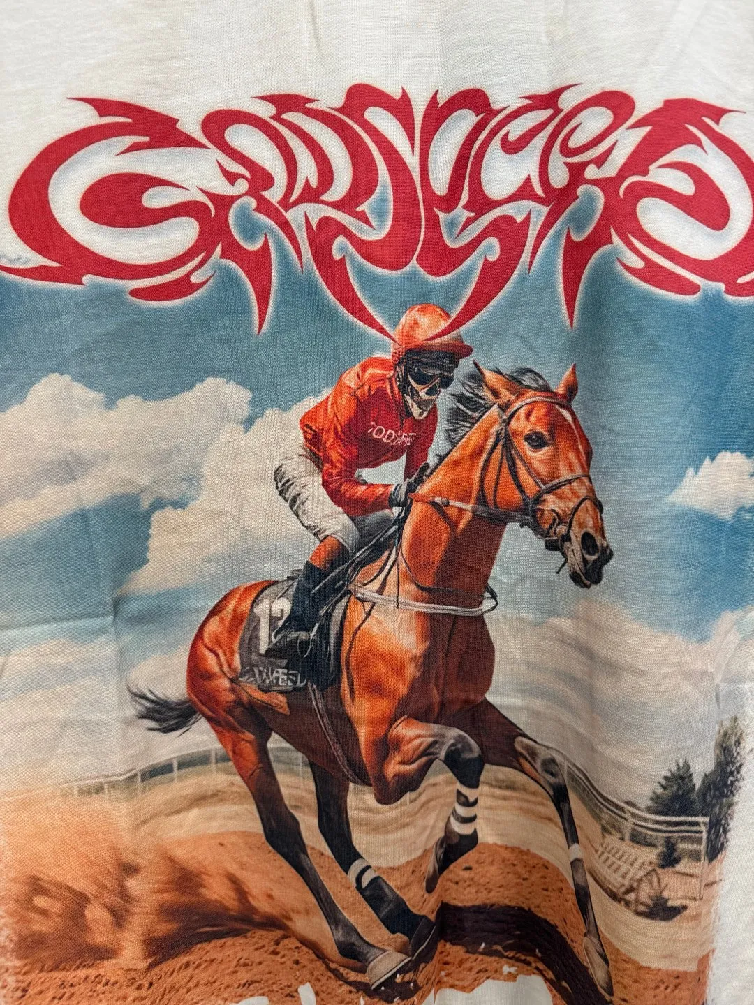 G26# GodSpeed ​​white ink direct spray short sleeve S-XL size apricot P106