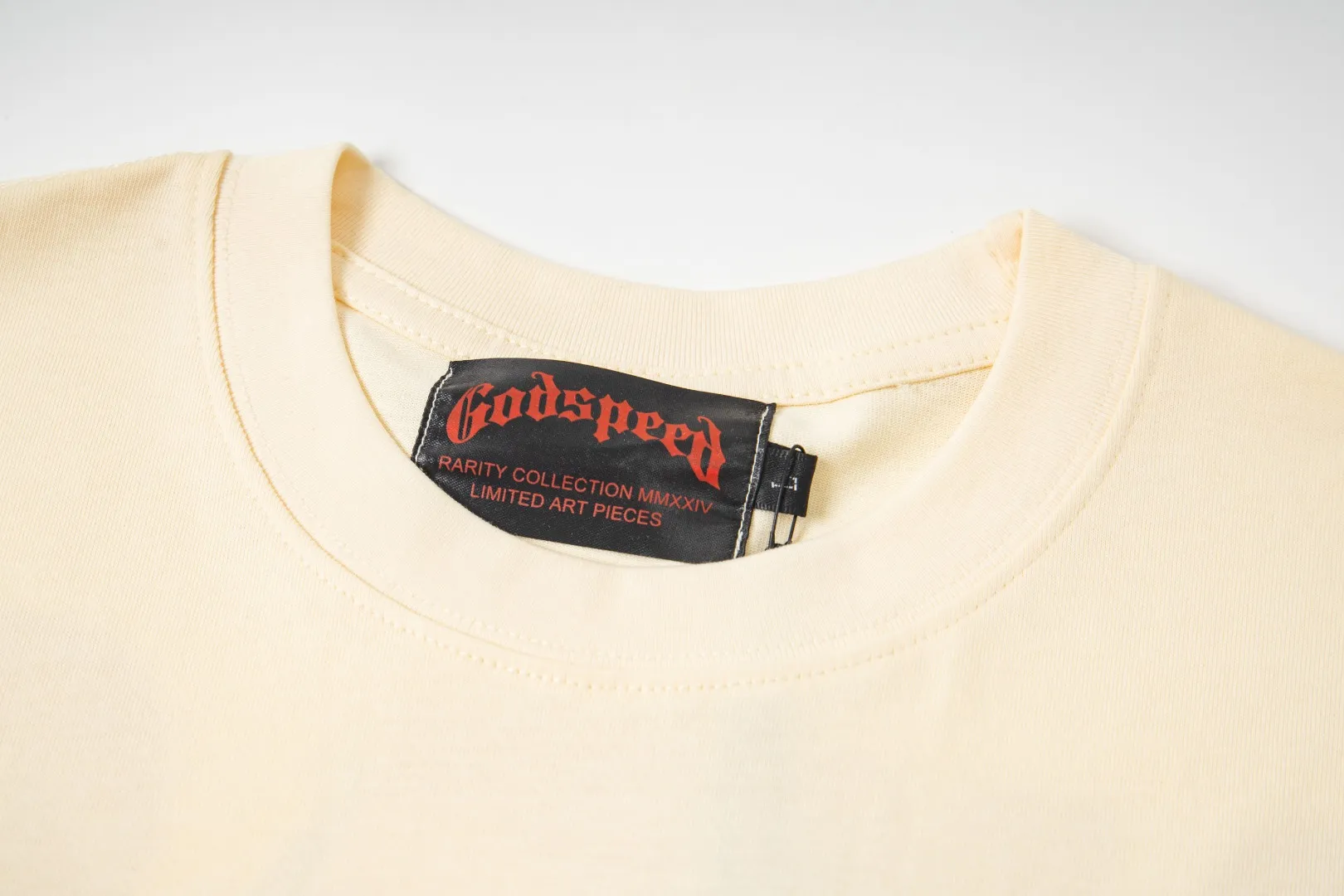 G26# GodSpeed ​​white ink direct spray short sleeve S-XL size apricot P106