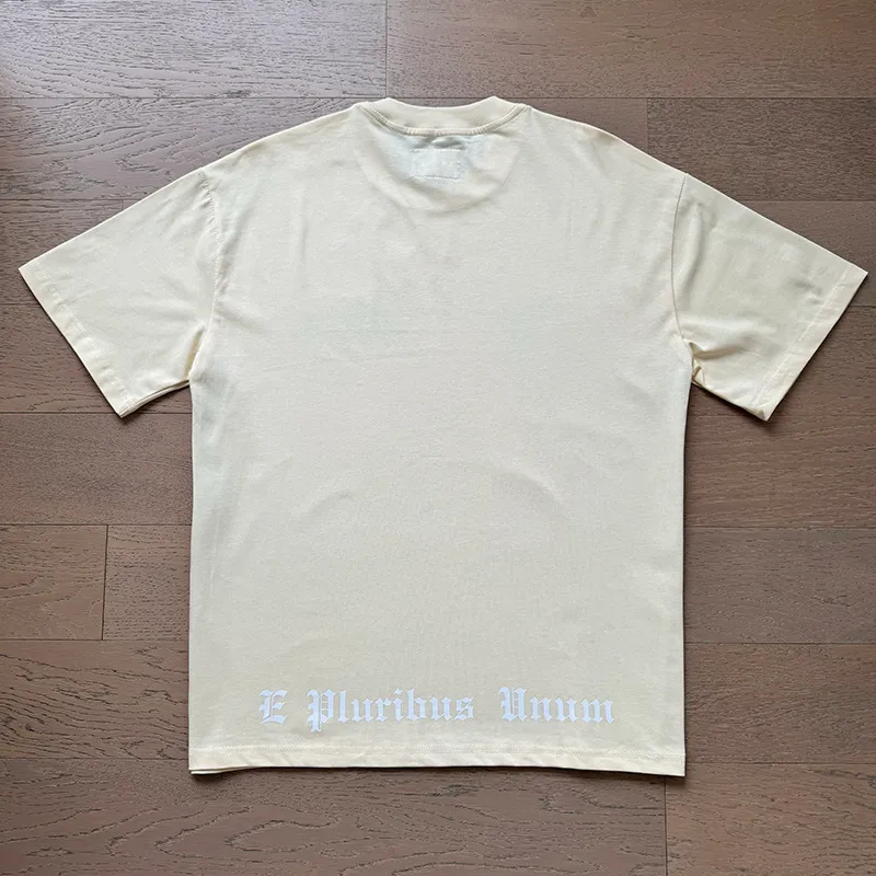 3163# P106 Real shot Godspeed American fashion rock street retro loose printed cotton short sleeves Fabric: 240g 32 count fine cotton double yarn pure cotton Color: apricot Size: S M L XL