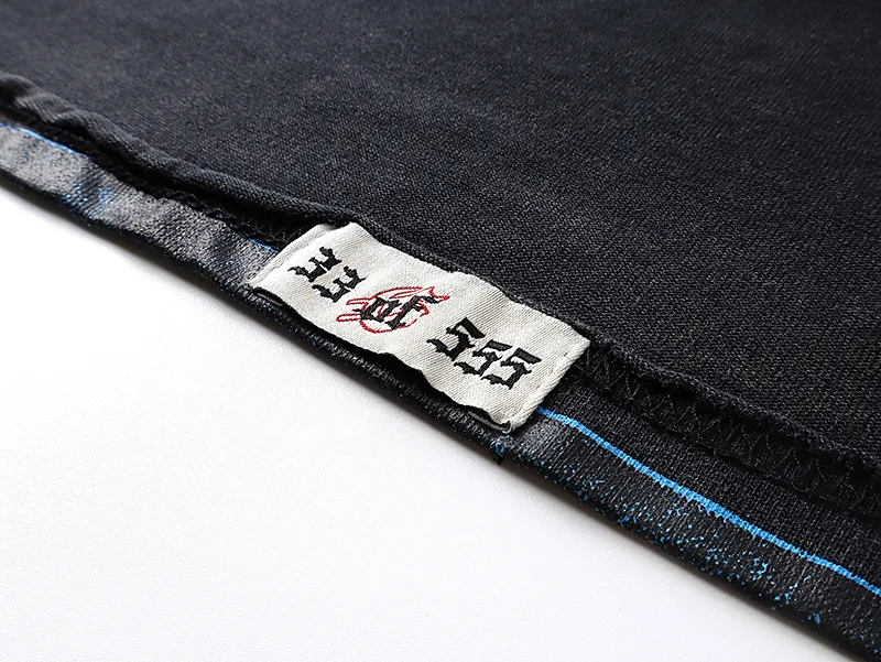 1083# P126 Washed Black Real Shot Godspeed American Fashion Rock Street Retro Washed Distressed Printed Cotton Short Sleeves Fabric: 250g 32 Count Fine Cotton Double Yarn Pure Cotton Color: Washed Black Size: S M L XL